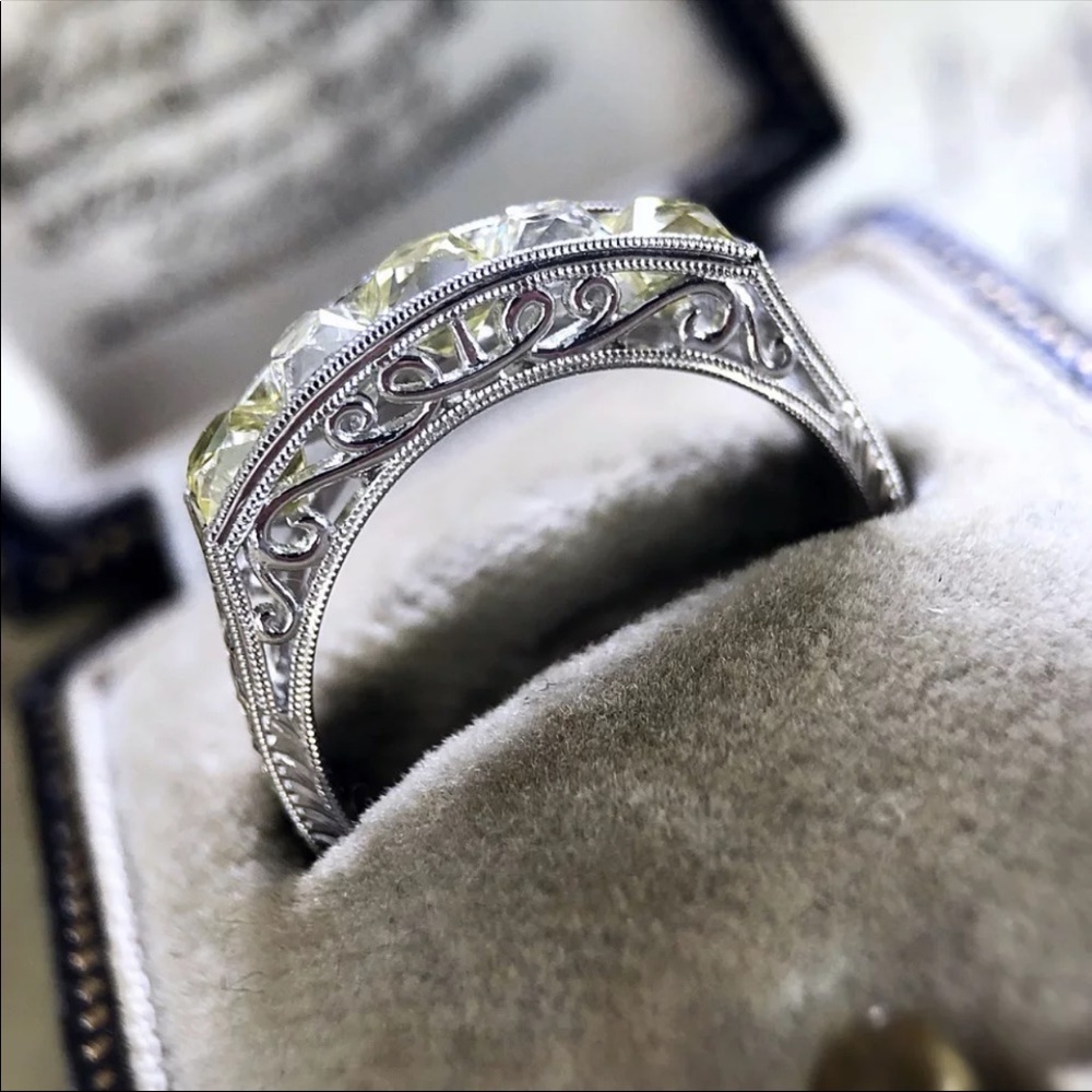 New Vintage 925 Square Diamond Ring - Picture 5 of 5
